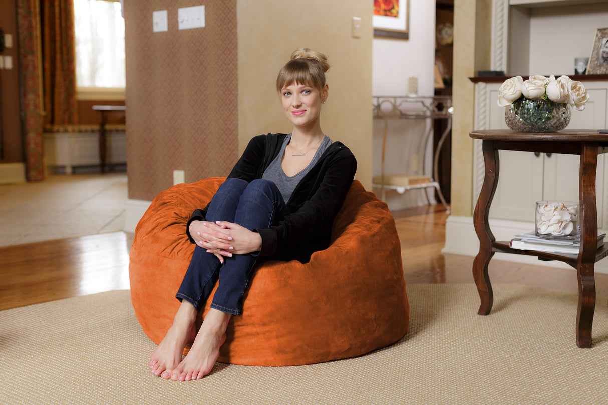 Chill Sack - Bean Bags 3-Feet Memory Foam Bean Bag Chair, Black Micro Suede