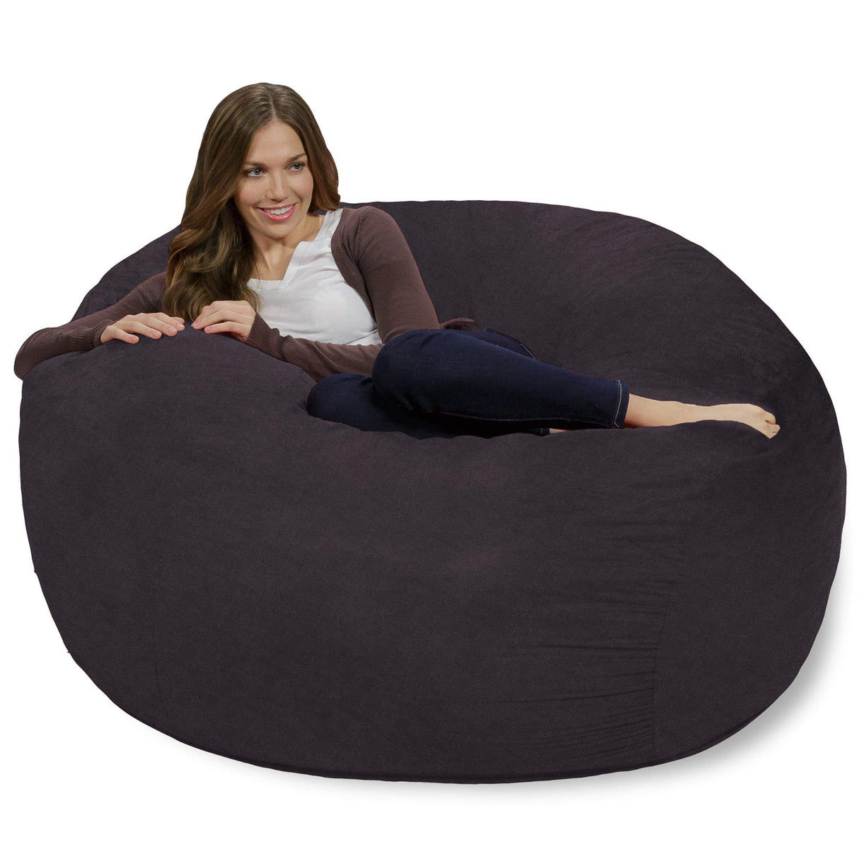 Chill Sack Bean Bag Chair: Giant 4' Memory Foam Furniture Bean Bag - Big Sofa with Soft Micro Fiber Cover - Black