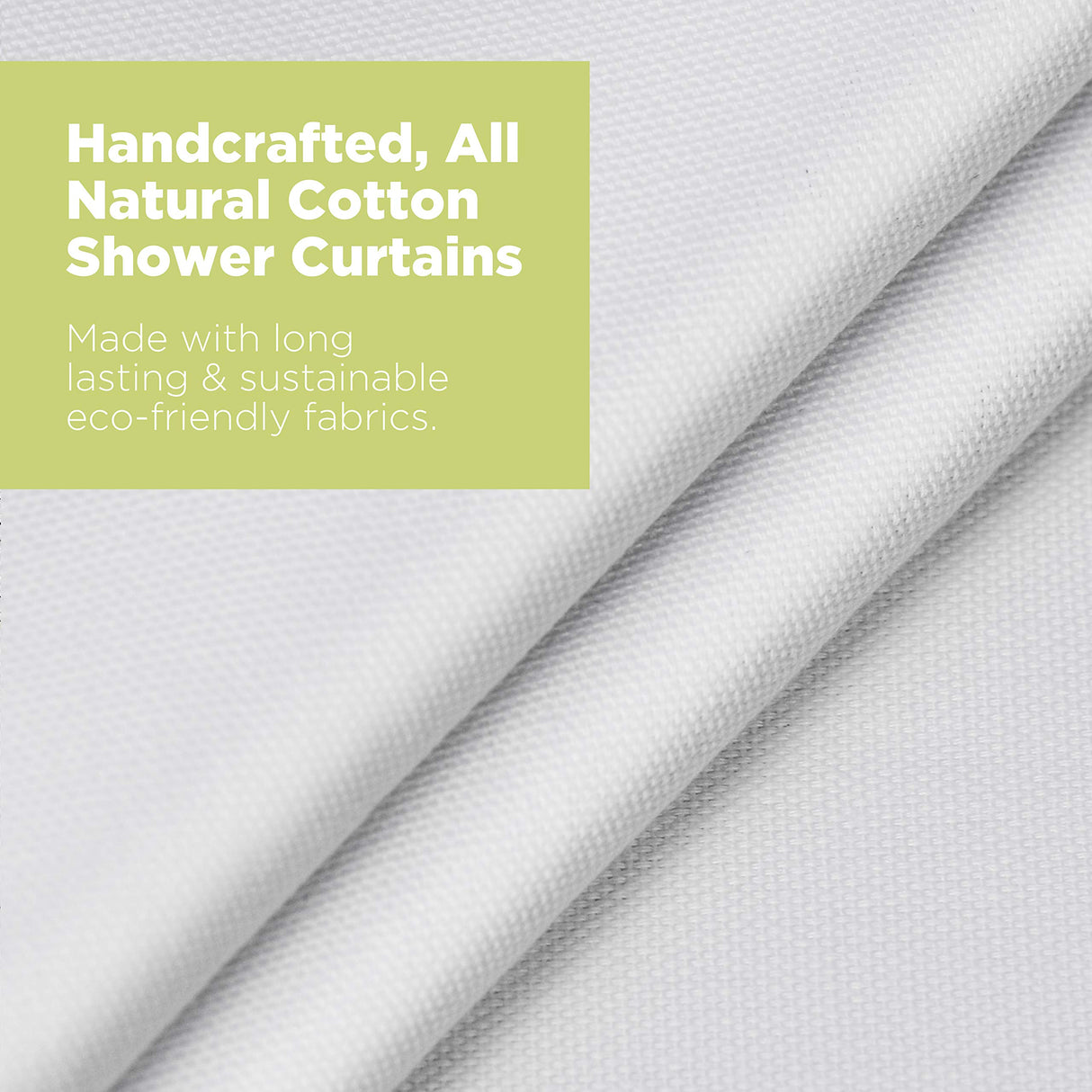 Bean Products Cotton Shower Curtain (White), [70" x 74"] | All Natural Materials| Works with Tub, Bath and Stall Showers
