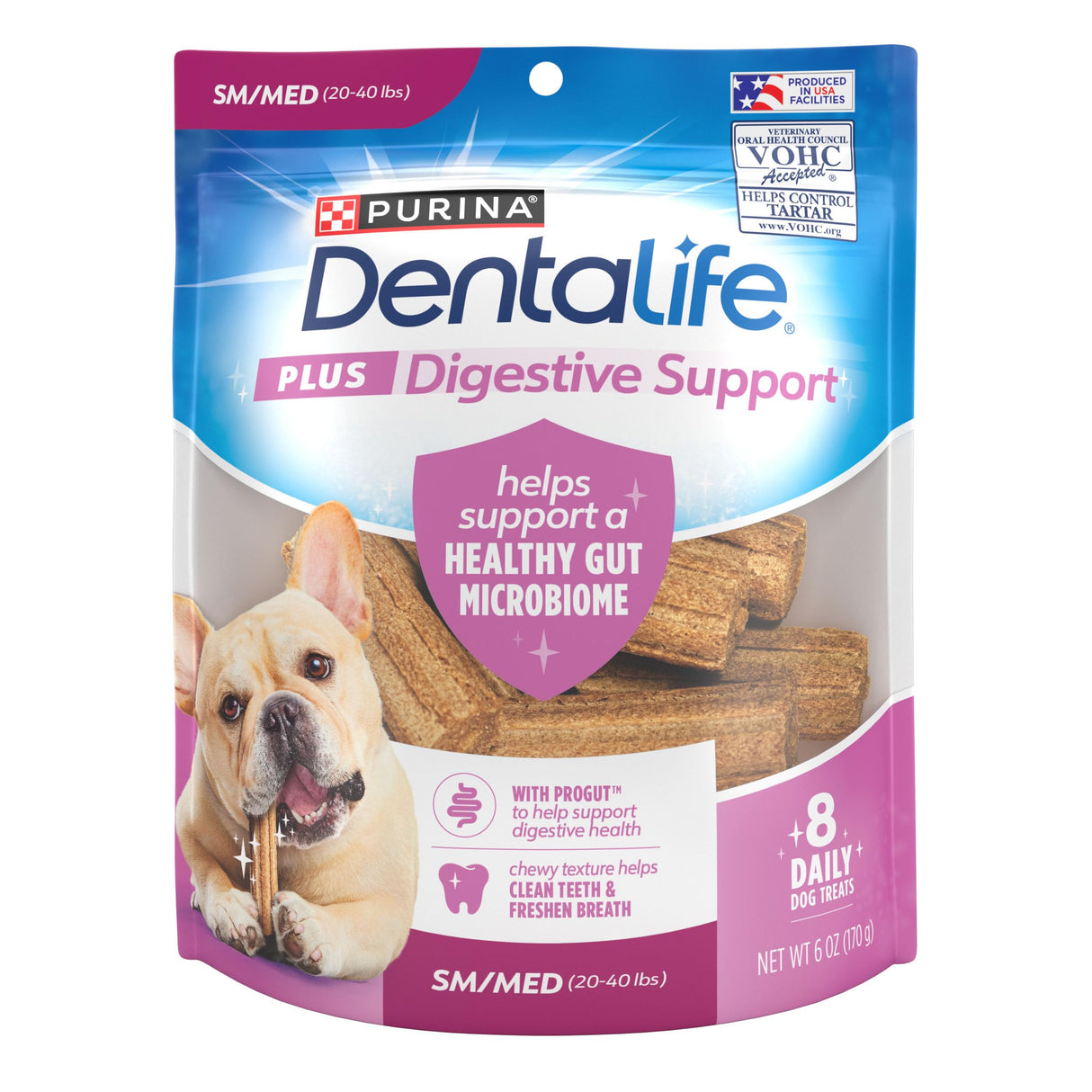 Dentalife Purina Plus Digestive Support Chicken and Pumpkin Flavor Small/Medium Dog Dental Chews, MP - 19 ct. Pouch