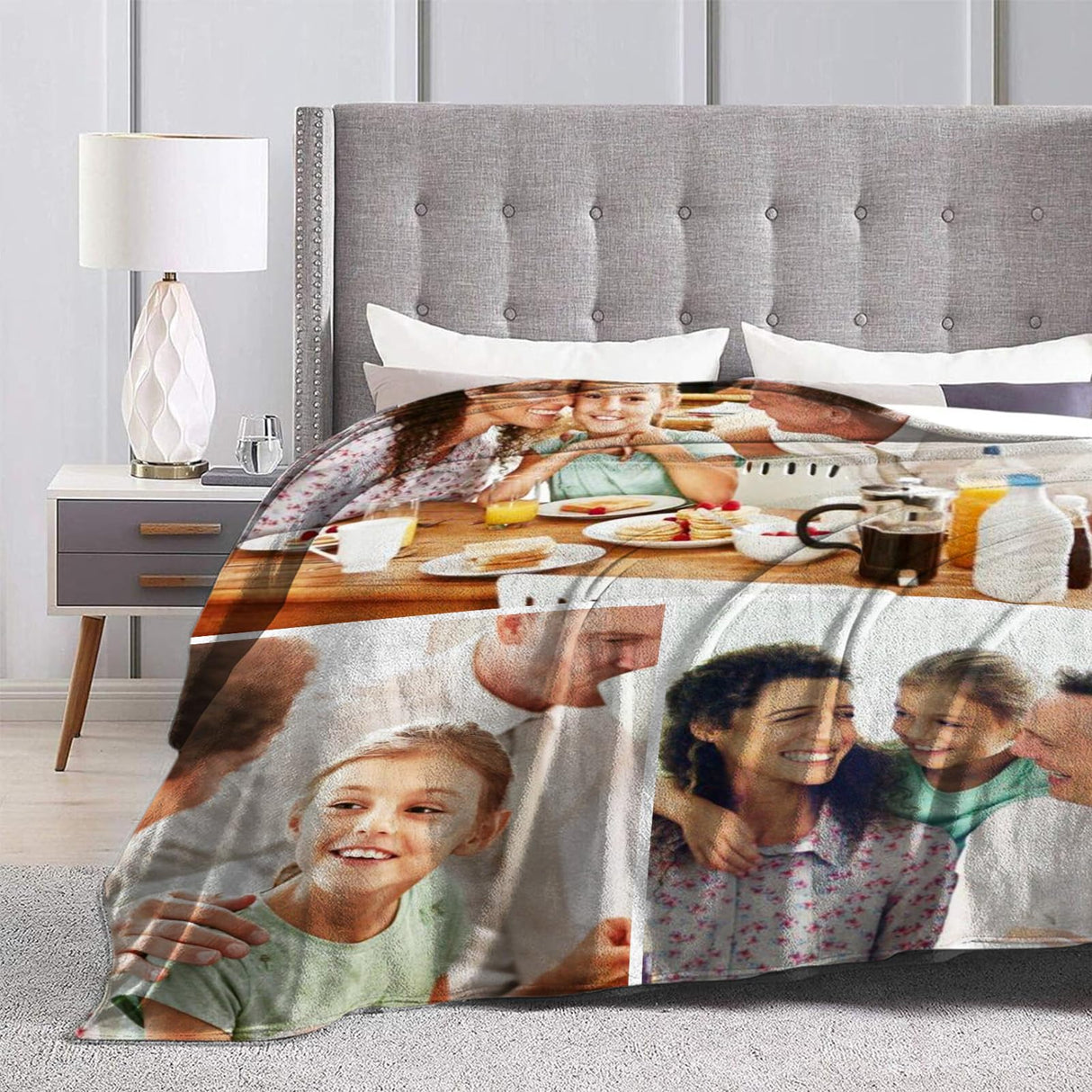 Custom Blanket with Picture Made in USA,Personalized Photo Blanket Throw Photo Blankets for Family Friends Pets,50"x60"