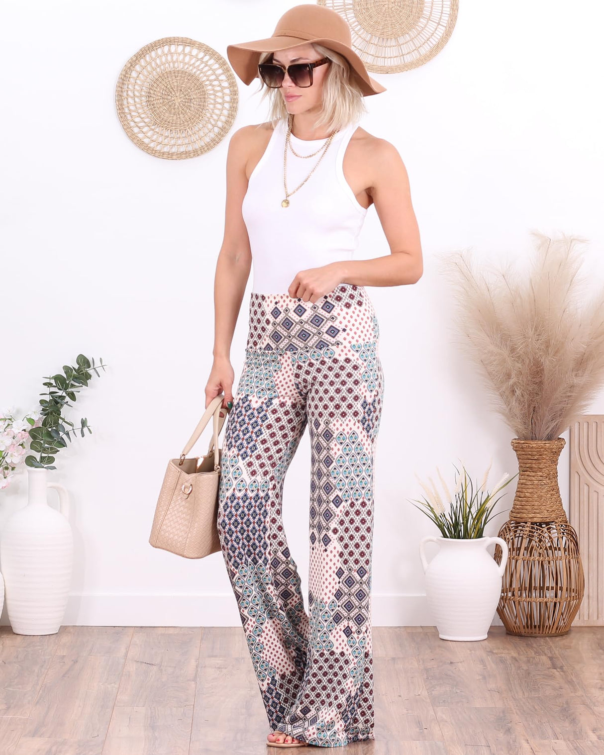 Popana Palazzo Pants for Women Casual Summer Wide Leg Beach Pants Plus Size Made in USA