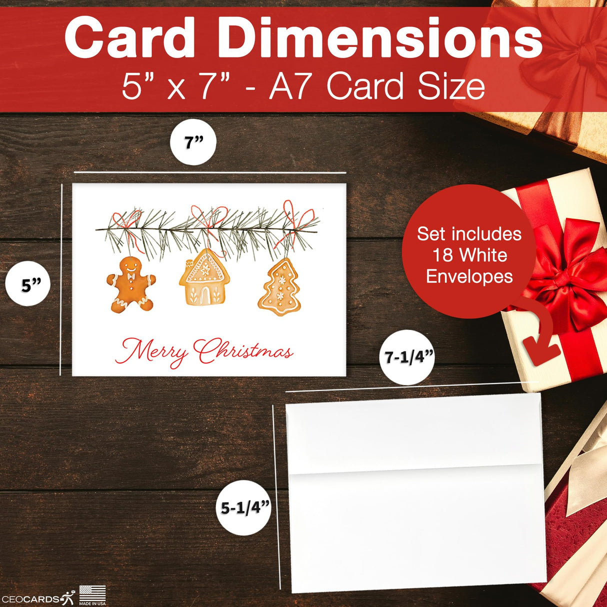 Merry Christmas Cards for Business & Family (Variety Pack 4 Seasonal Designs) Bulk Greeting Card Set Pack of 20 Holiday Cards with Envelopes (5x7 inch - A7) Office, Work, Employees & Clients VP2404