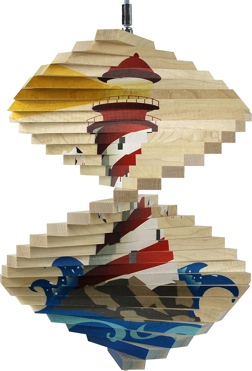 Lighthouse Wood Wind Spinner - Made in USA