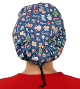 Sparkling EARTH Riley Medical Scrub Caps with Flat Front and Roomy Back - Adjustable Cord Lock Closure - Made in The USA!