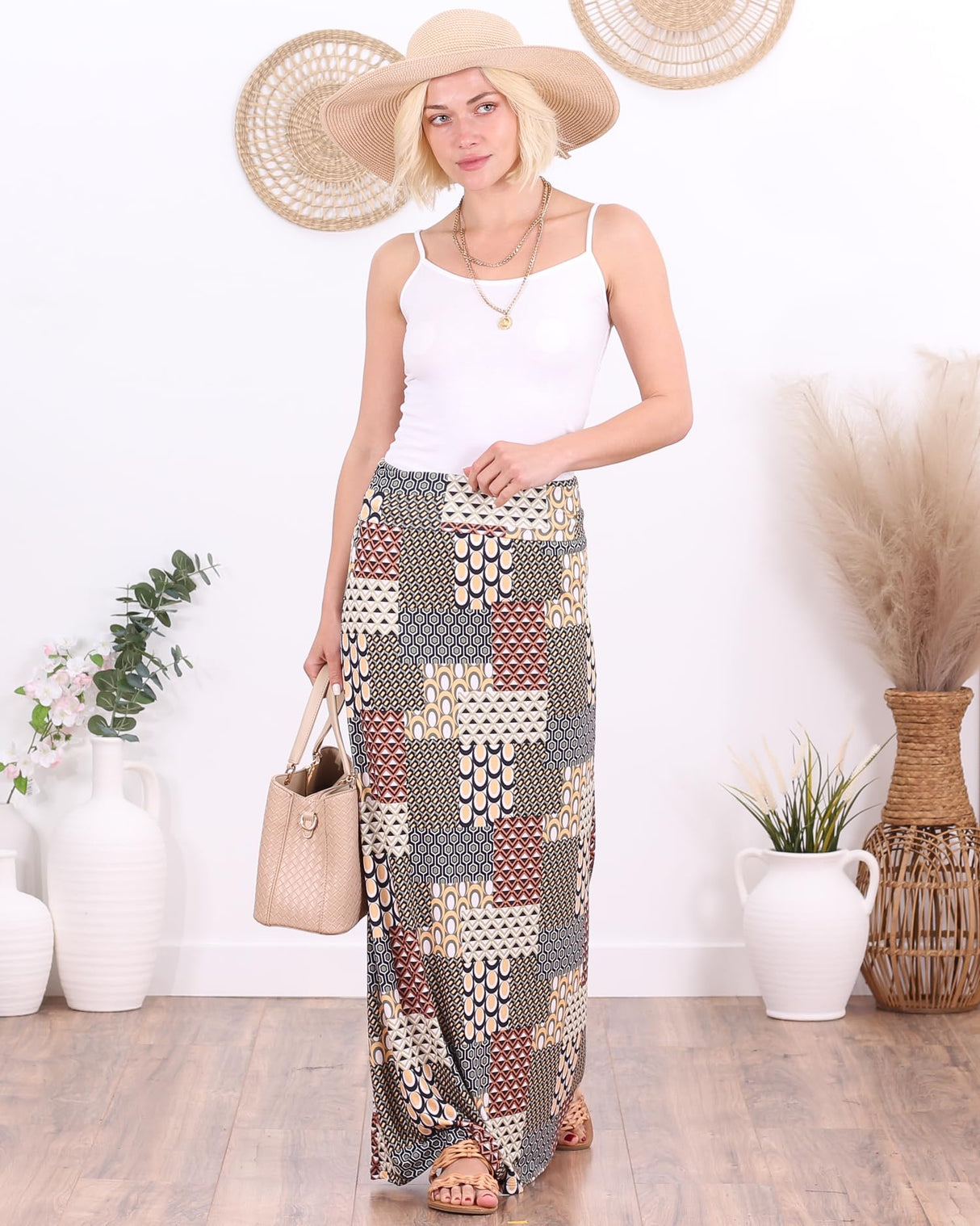 Popana Womens Long Maxi Skirt - Made in USA Long Skirts for Women Trendy - Casual Convertible Sundress Plus Size Maxi Skirt