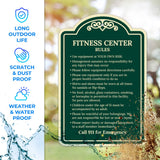 Sigo Signs, Fitness Center Rules Use Equipment at Your Own Risk Décor Sign, Green Light, 12x18 Inches, ACM, Fade Resistant, Made in USA