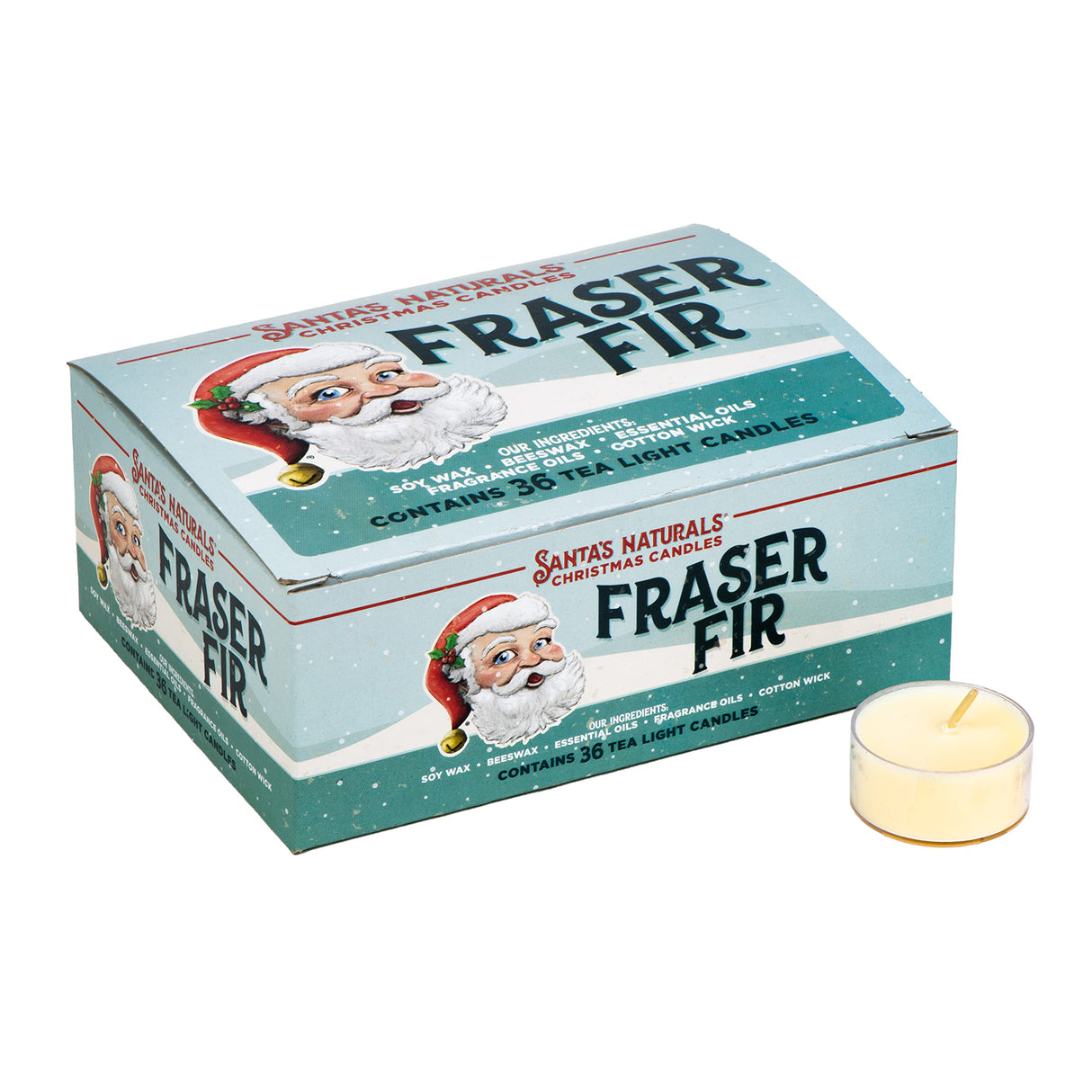 Santa's Naturals Fraser Fir Christmas Candle (9oz) | Authentic Pine Scent | Christmas Gift | Burns 30+ Hours | Made in USA | Soy and Beeswax Blend with Essential Oils | Holiday Candle