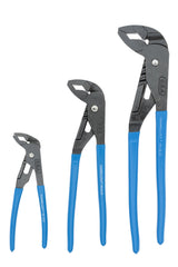 CHANNELLOCK GLS-3 3-Piece GRIPLOCK Tongue & Groove Pliers Set, 6.5", 9.5", 12.5" Water Pump Pliers, Patented PERMALOCK Fastener, Forged High Carbon Steel, Made In the USA