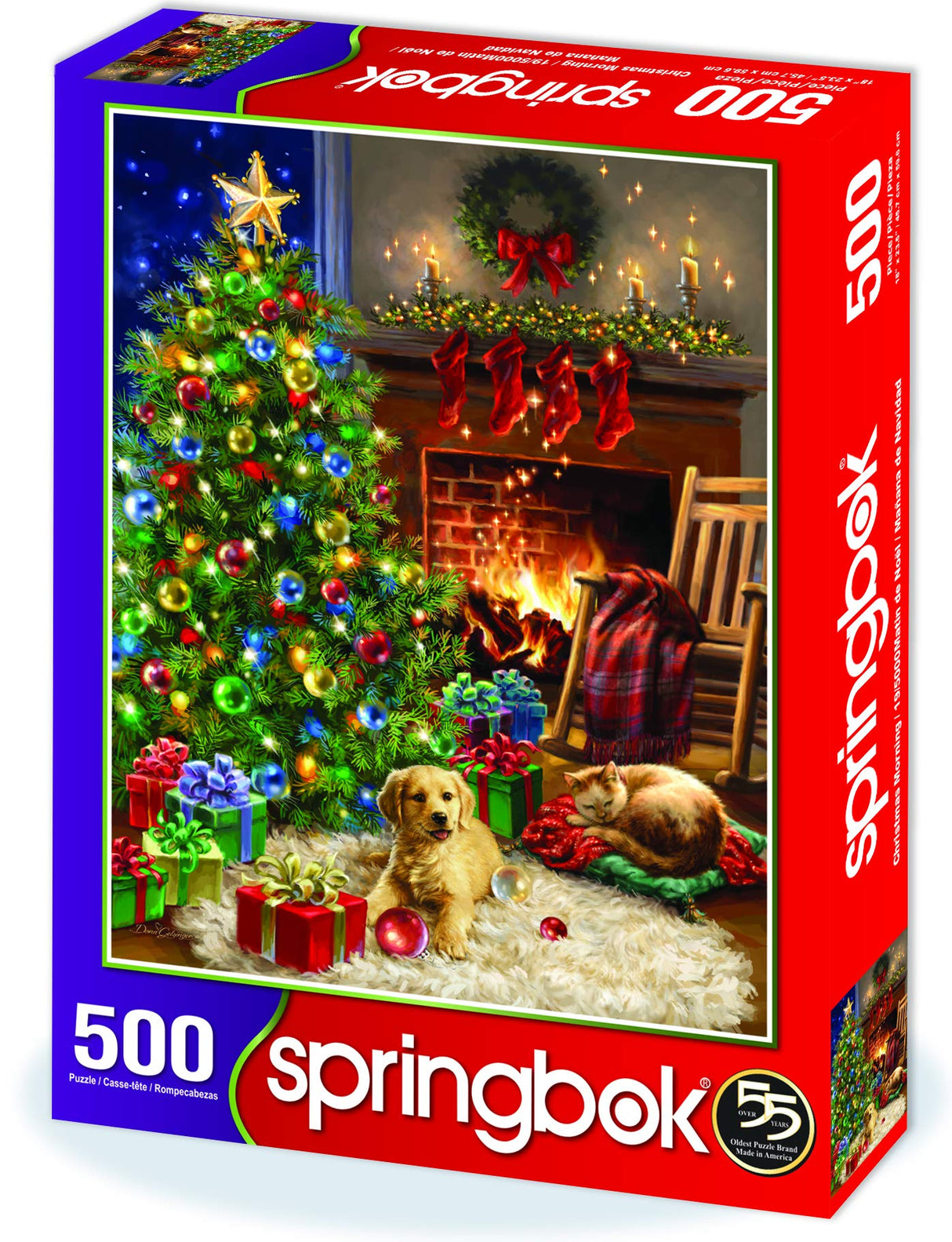 Springbok Christmas Morning 500 Piece Jigsaw Puzzle - This Classic Scene of a Cozy Christmas Morning Under The Tree is Colorful and Relaxing