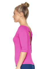 Expert Brand USA-Made Women's MoCA Cotton Blend 3/4 Sleeve Cross Back Shirt