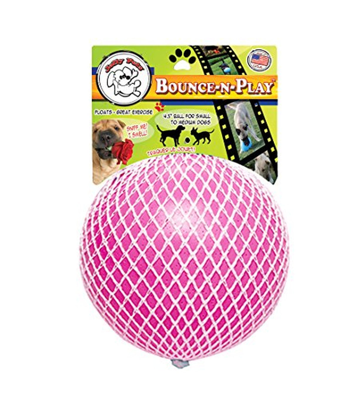 Jolly Pets Bounce-n-Play Dog Toy Ball, 6 Inches, Pink, 6 Inches/Medium (2506 PK)