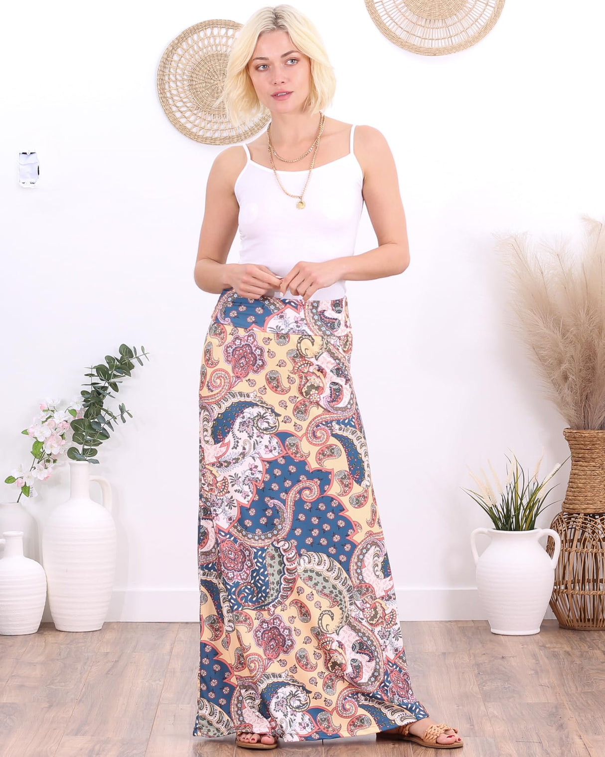 Popana Womens Long Maxi Skirt - Made in USA Long Skirts for Women Trendy - Casual Convertible Sundress Plus Size Maxi Skirt