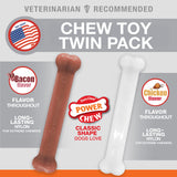 Nylabone Power Chew Classic Bone Chew Toy for Dogs, Durable Dog Toys for Aggressive Chewers, Bacon & Chicken Flavor, Medium/Wolf (2 Count)