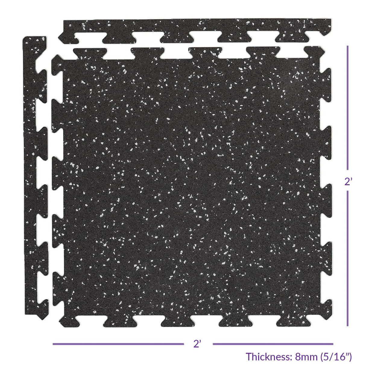 Xspec 8mm (5/16") Heavy Duty All Rubber Gym Mat Flooring Interlocking Rubber Tile, Made in USA, Grey/Black or Blue/Black, 24"X24"X0.3" (4-Pack, 16 sq. ft. Total)