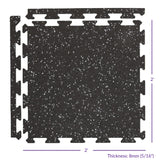 Xspec 8mm (5/16") Heavy Duty All Rubber Gym Mat Flooring Interlocking Rubber Tile, Made in USA, Grey/Black or Blue/Black, 24"X24"X0.3" (4-Pack, 16 sq. ft. Total)