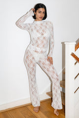 Los Angeles Apparel Floral Lace Flare Leggings