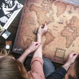 Push Pin World Map Board - With Push Pins to Mark World Travel - Handmade in Ohio, USA - Design: Golden Aged (48" x 32")