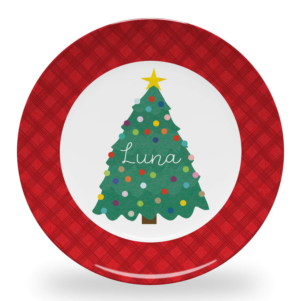 Tiny Expressions - Personalized Holiday Plates for Kids with Customized Name | BPA Free | Dishwasher Safe | Made in the USA (Christmas Plate)