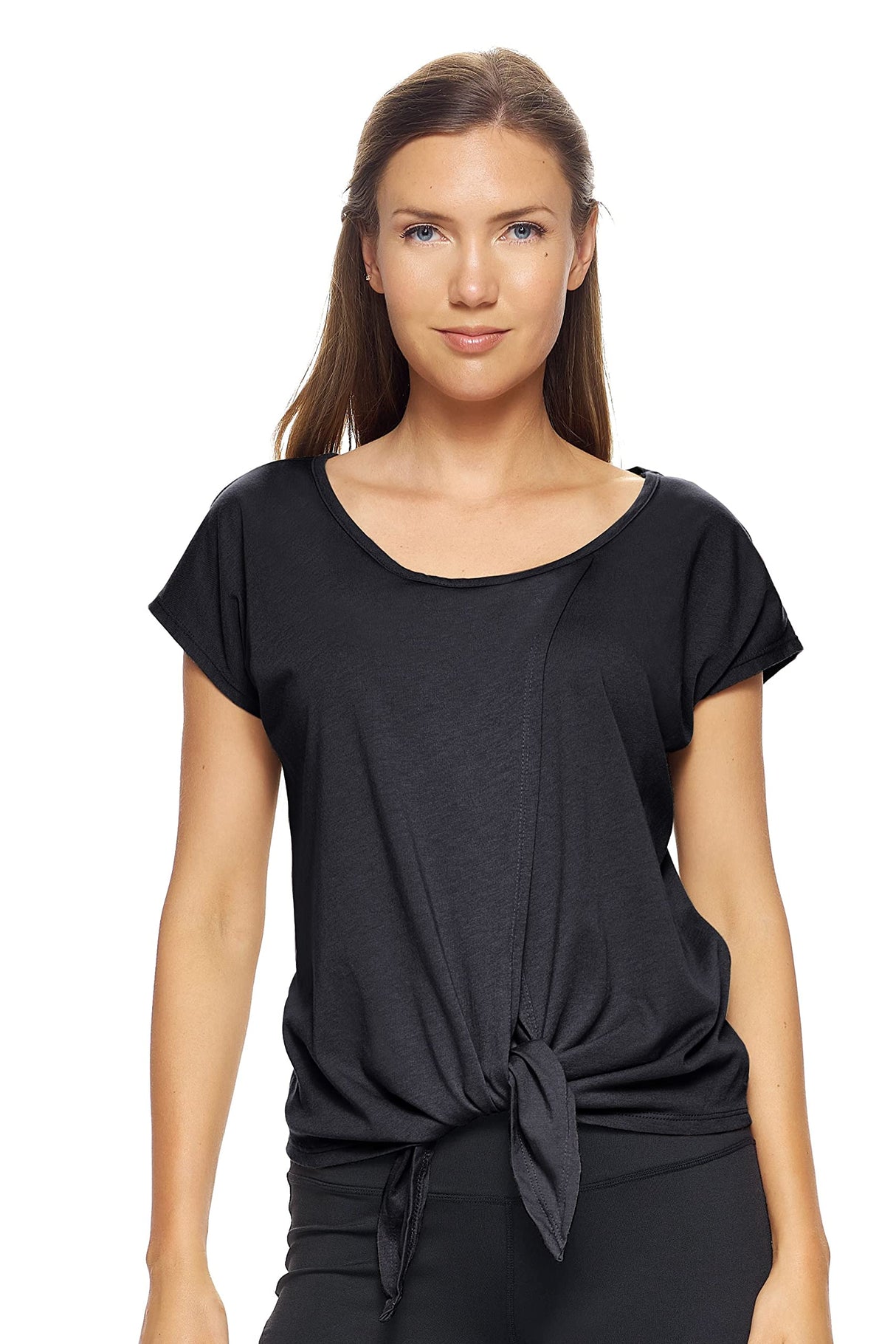 Expert Brand USA-Made Women's MoCA Cotton Blend Split Front Tie T-Shirt