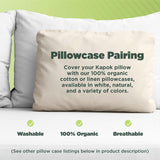 Kapok Standard Bed Pillow - 20" x 26" - Organic Cotton, Vegan, Premium Quality - Made in USA - Neck Bed Body Floor Cushion Insert Couch Throw Bolster - Organic Eco Friendly Fabric and Fill
