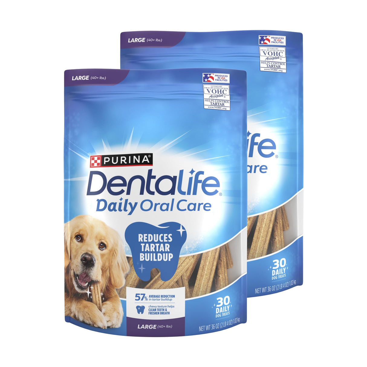 Purina Dentalife Daily Oral Care Chicken Flavor Large Breed Dog Dental Chews – Multipack - 30 ct. Pouch