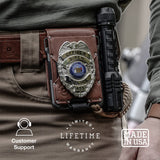 Dango Slim Minimalist Wallet for Men - RFID Blocking - Leather- Bifold, Rawhide/Raw Aluminum