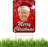 Funny Merry Christmas Trump JD Vance 2024 Yard Sign Set President Donald Trump Santa Hat Bundle Republican Conservative