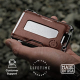 Dango Slim Minimalist Wallet for Men - RFID Blocking - Leather- Bifold, Rawhide/Raw Aluminum