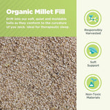 Bean Products Millet Pillow for Sleeping - Pillow Case Protector is 100% Organic Cotton Waterproof & Breathable - Fully Zipped Enclosure for Pillow Protection - Made in USA - Queen