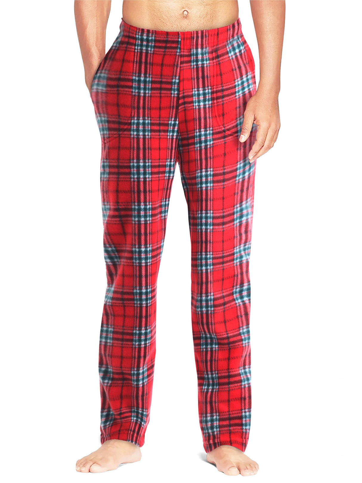 Ma Croix Made in USA Premium Plaid Pajama Pants Knit Fleece Lounge PJ Bottom with Pockets