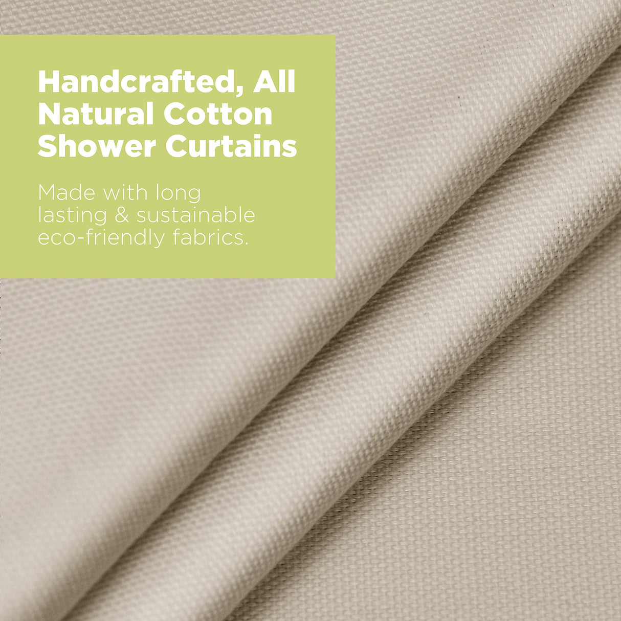 Bean Products Cotton Shower Curtain (White), [70" x 74"] | All Natural Materials| Works with Tub, Bath and Stall Showers
