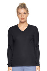 Expert Brand USA-Made Women's Drimax Dry Fit V Neck Athletic Long Sleeve