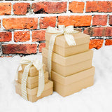 Made in USA Recycled Paper Kraft Boxes – 3.25”, 4.25” & 5.25” – Nested Squared Boxes with Lids (Small Set of 3 - Christmas Plaid)