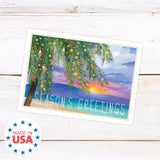 Masterpiece Sparkling Santa Christmas Cards / 16 Festive Holiday Cards Set With White Envelopes / 5 5/8" x 7 7/8" Winter Gold Foil Greeting Cards With Inside Verse/Made In The USA