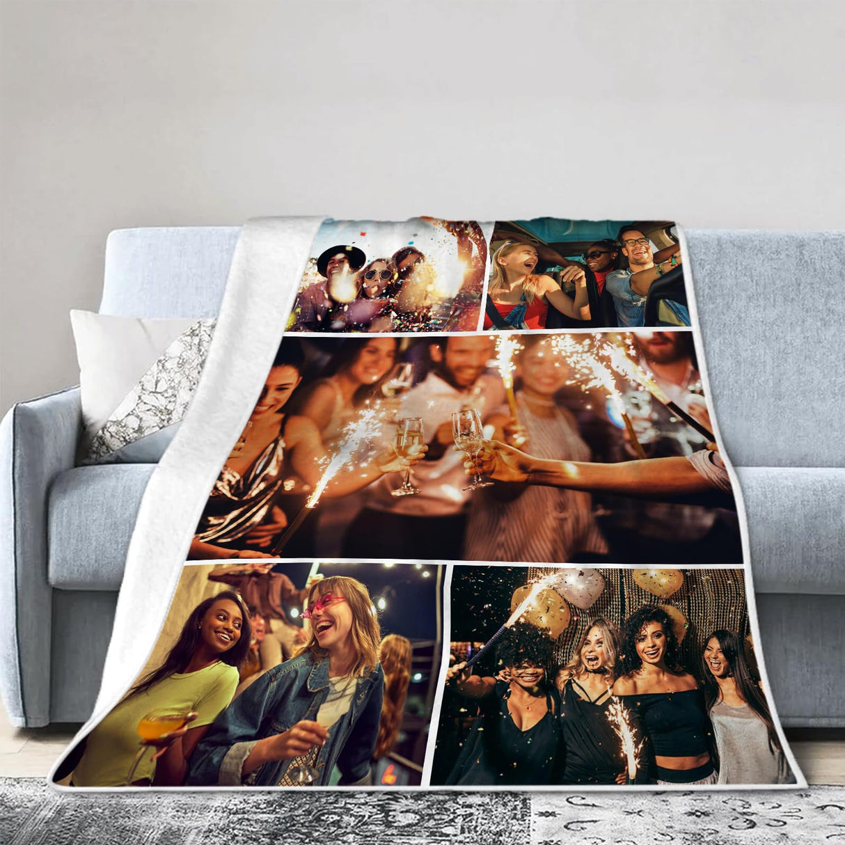 Custom Blanket with Picture Made in USA,Personalized Photo Blanket Throw Photo Blankets for Family Friends Pets,50"x60"