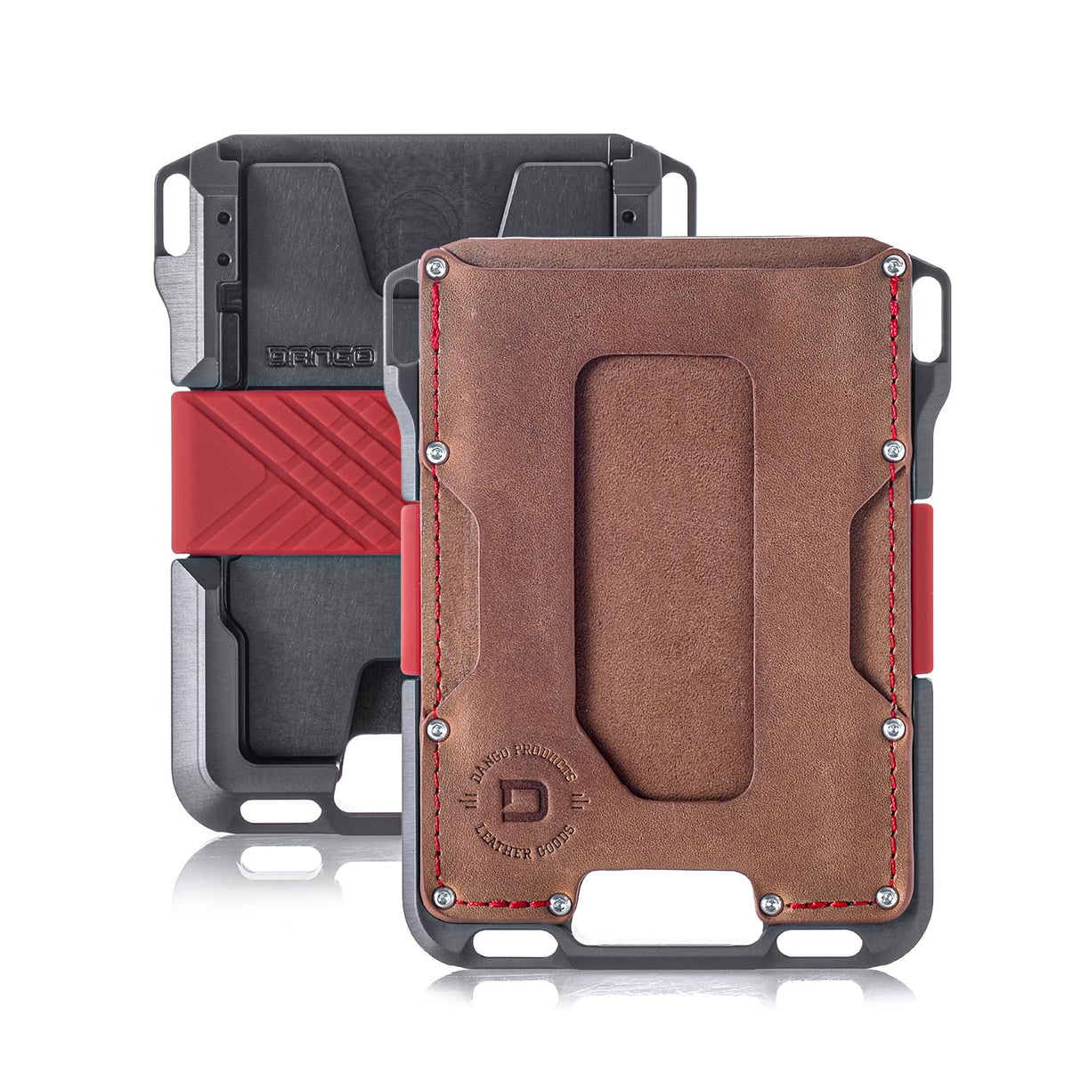 Dango Slim Minimalist Wallet for Men - RFID Blocking - Leather- Bifold, Rawhide/Raw Aluminum