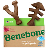 Benebone 2-pack Wishbone/Dental Durable Dog Chew Toys, Dog Toys for Aggressive Chewers, Real Bacon, Made in USA, Medium