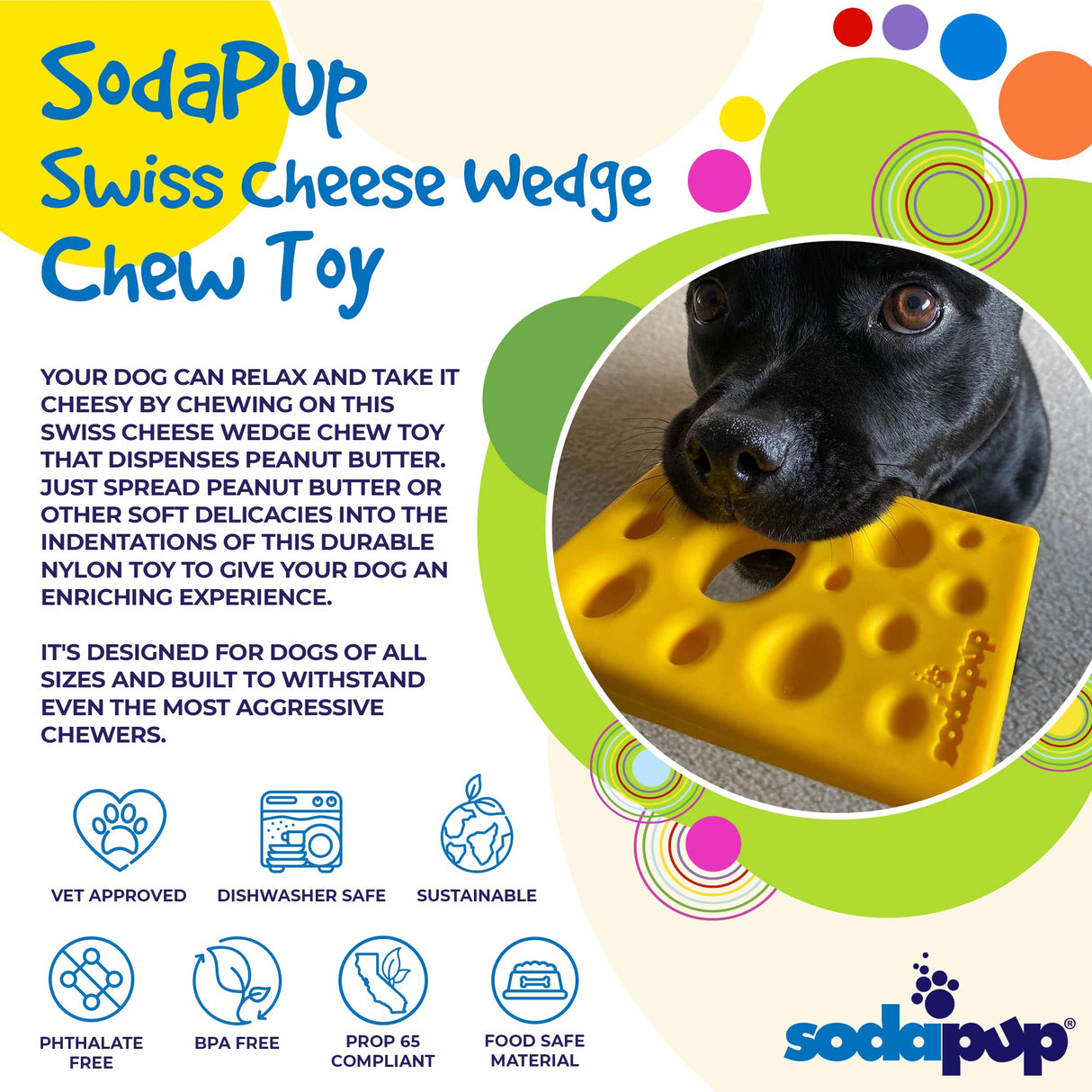 SodaPup Hot Dog – Durable Dog Chew Toy Made in USA from Non-Toxic, Pet Safe, Food Safe Nylon Material for Mental Stimulation, Clean Teeth, Fresh Breath, Problem Chewing, Calming Nerves, & More