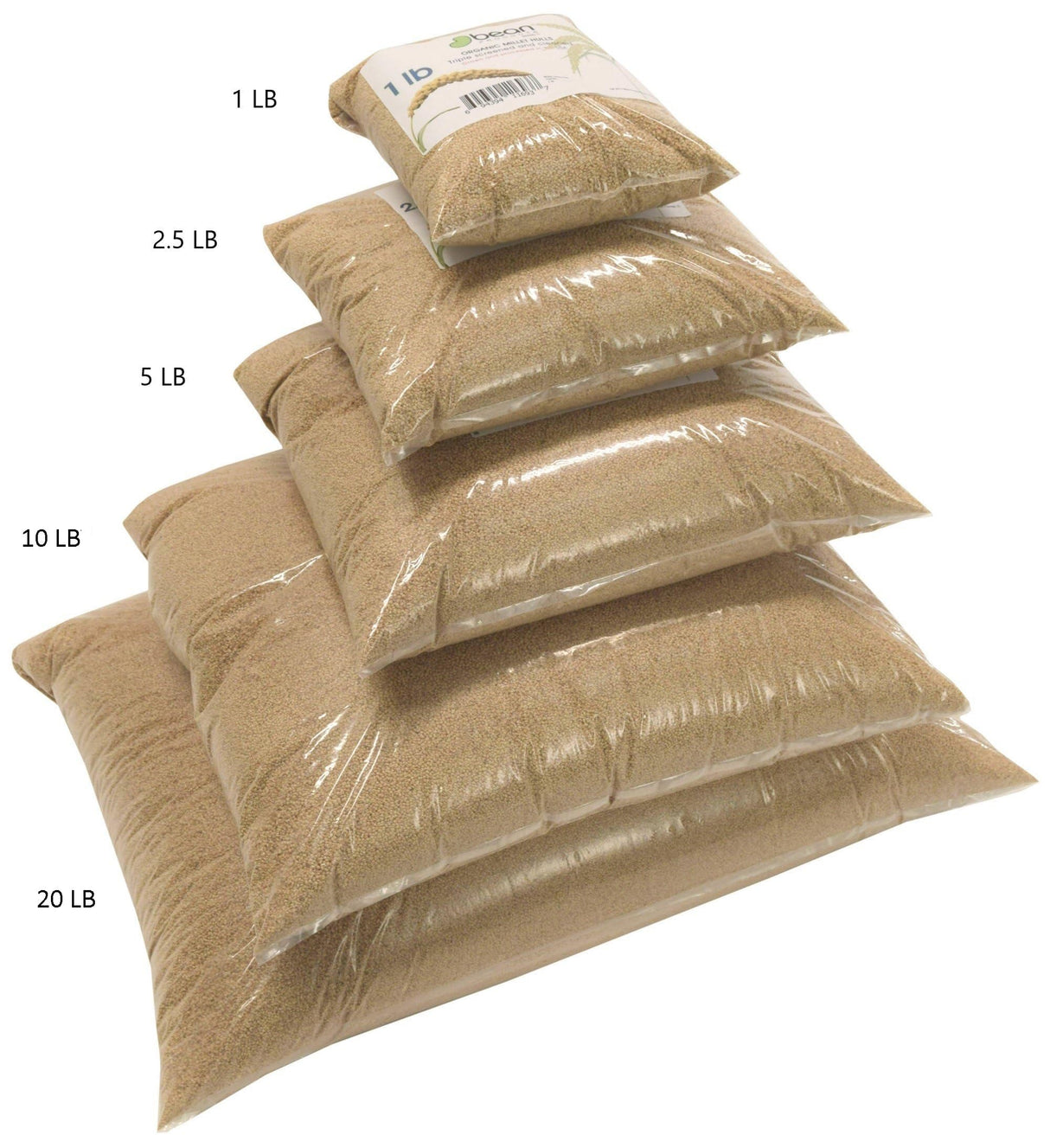 Bean Products Organic Millet Hulls | 100% Organically Grown in The USA | Great for Filling Pillows, Yoga Bolsters, Cushions & More | Chemical Free and Hypoallergenic | 5lbs
