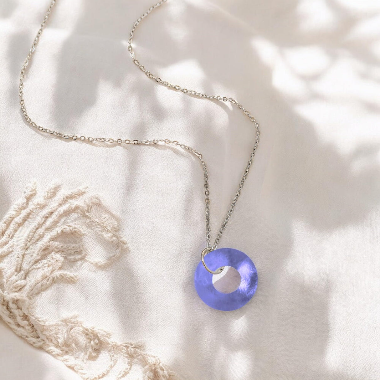 Bottled Up Designs Handmade Glass Hoop Necklace, Recycled Antique Bottles, Made in USA, Birthday Gifts, Mothers Day, Women, Anniversary (Cobalt 1960s Skin Cream Jar)