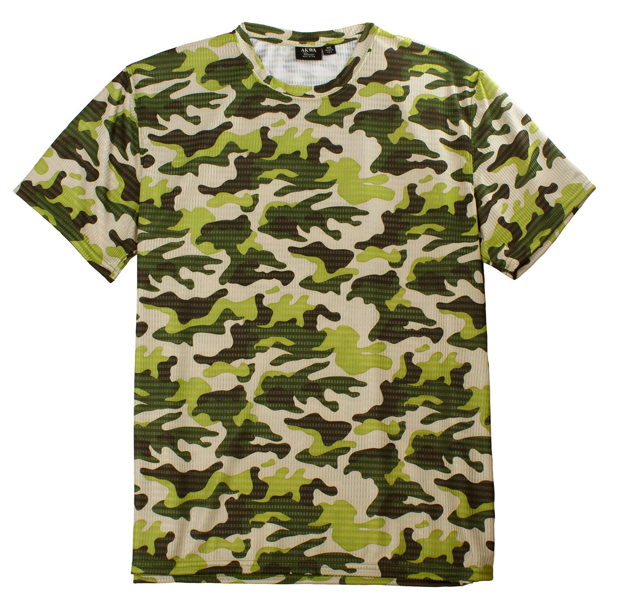 Akwa Men's Made in USA Camouflage Crew Neck Camo T-Shirt with Moisture Wicking Polyester