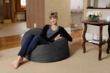 Chill Sack - Bean Bags 3-Feet Memory Foam Bean Bag Chair, Black Micro Suede