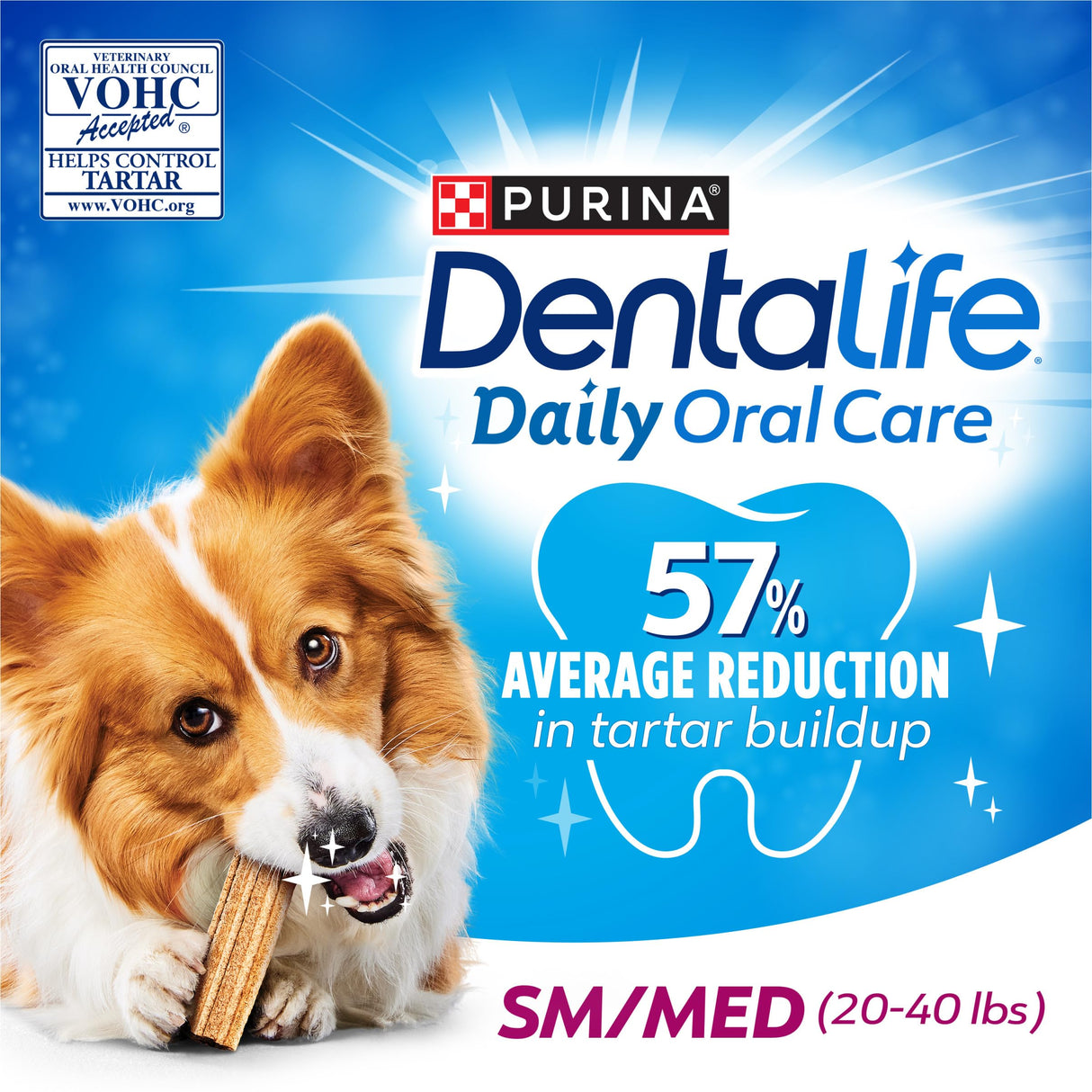 Purina Dentalife Daily Oral Care Chicken Flavor Small/Medium Breed Dog Dental Chews – 28.5 oz pouch (40ct)