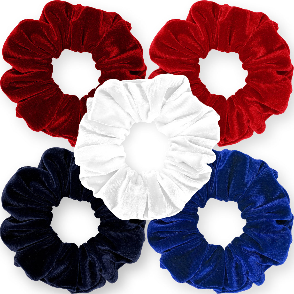 Velvet Scrunchies 5-Pack Gift Set Mini Size Premium Plush Soft Ponytail Holder Made in the USA Pine Teal Blue Aqua Jade Teal Green