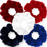 Velvet Scrunchies 5-Pack Gift Set Mini Size Premium Plush Soft Ponytail Holder Made in the USA Pine Teal Blue Aqua Jade Teal Green