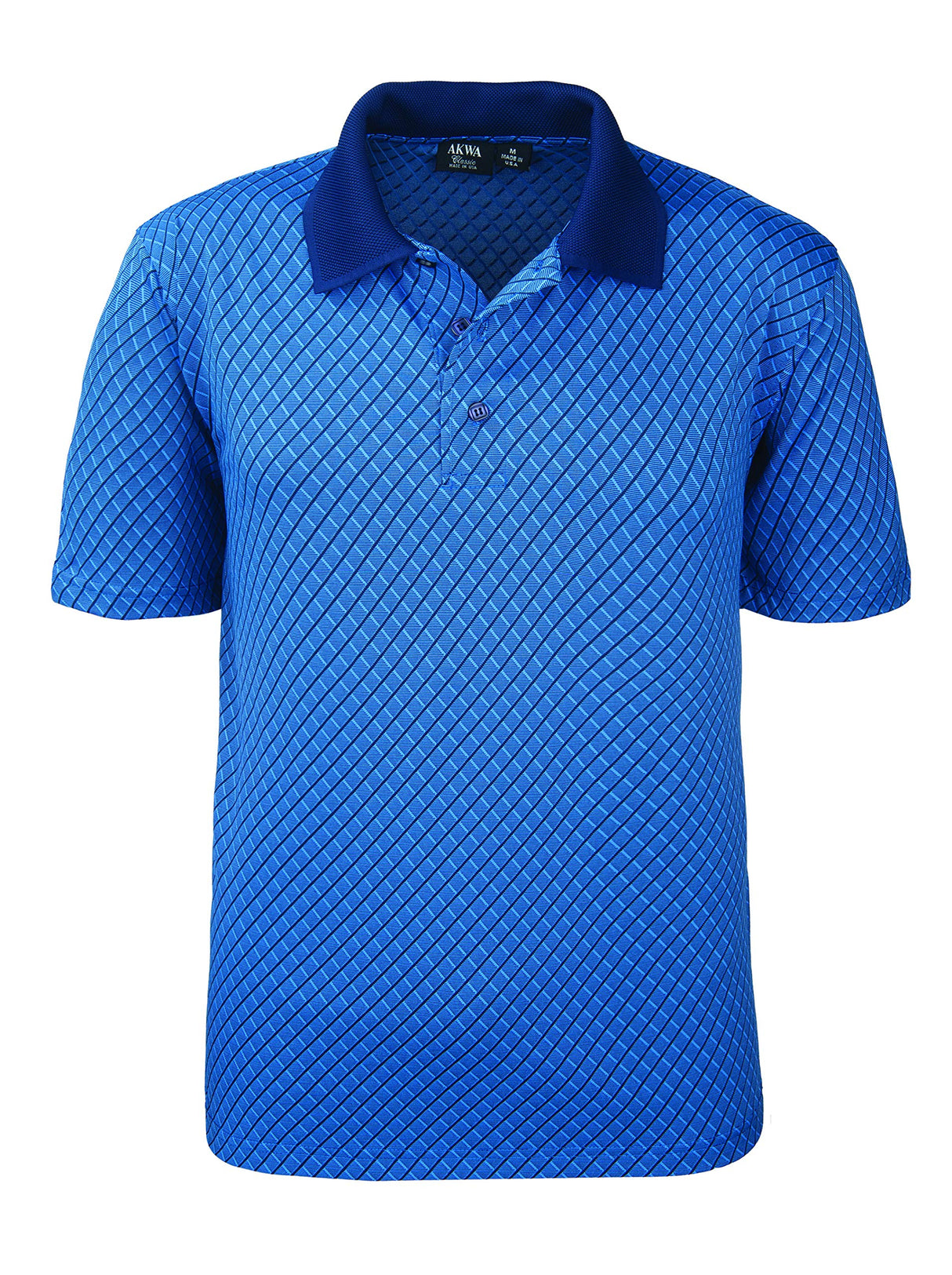 Akwa Men's 100% Dry Wicking Polyester Diamond Jacquard Polo Made in USA