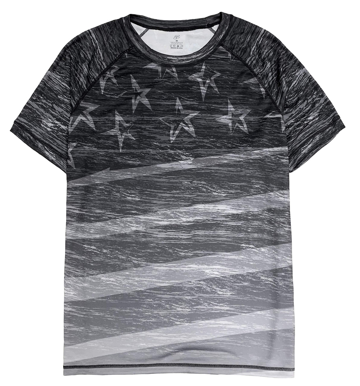 US Flag Tee Performance Men's Made in USA Patriotic American Flag Crew Neck T-Shirt