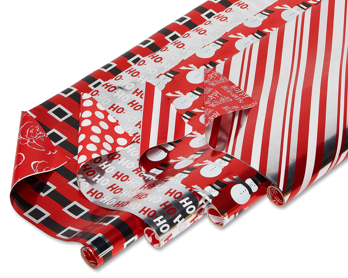 American Greetings 120 sq. ft. Pink Christmas Wrapping Paper Set, Red and Pink (4 Rolls 30 in. x 12 ft., 7 Bows, 30 Gift Tags)