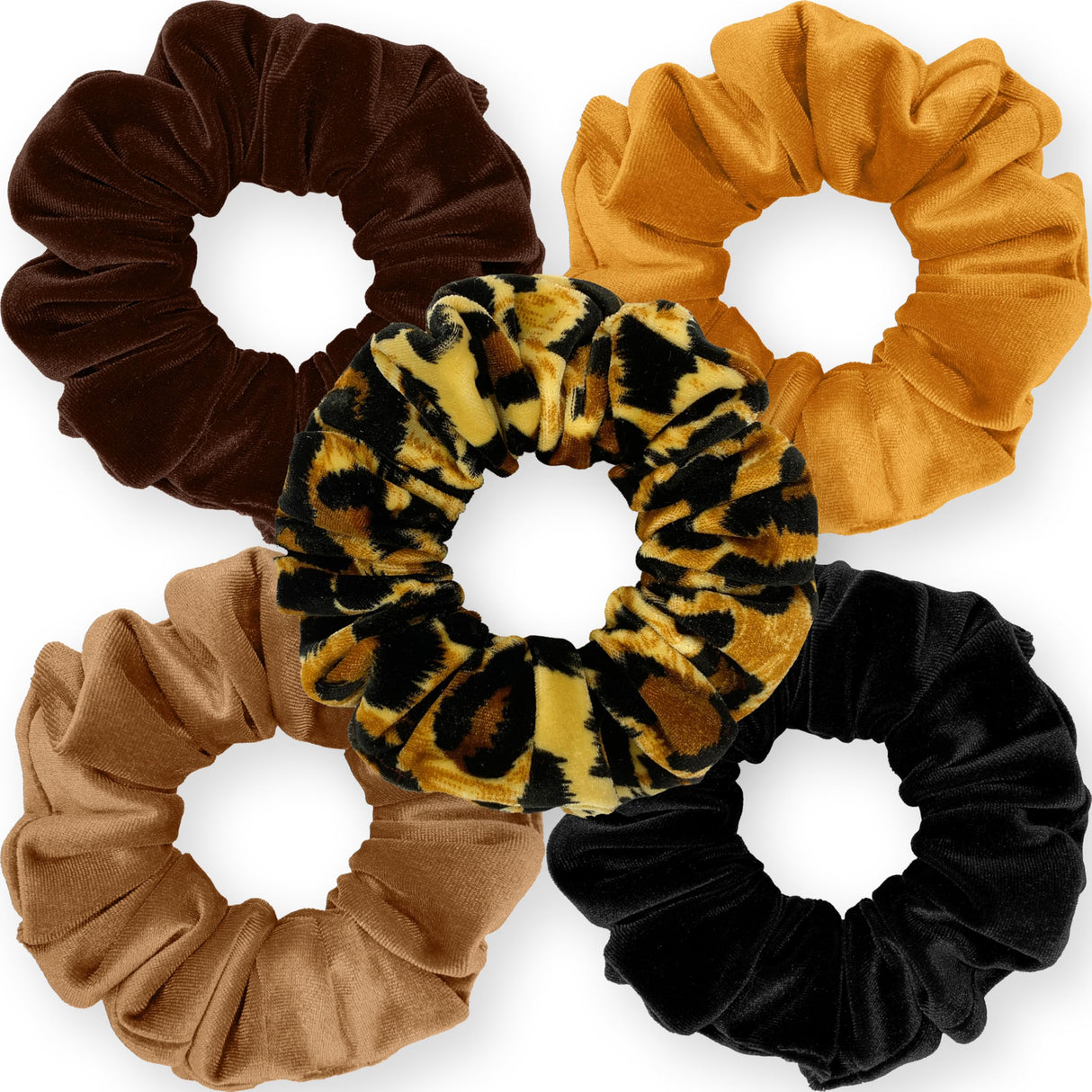 Velvet Scrunchies 5-Pack Gift Set Mini Size Premium Plush Soft Ponytail Holder Made in the USA Pine Teal Blue Aqua Jade Teal Green